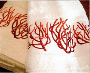 Coral Clusters Embroidered Towels