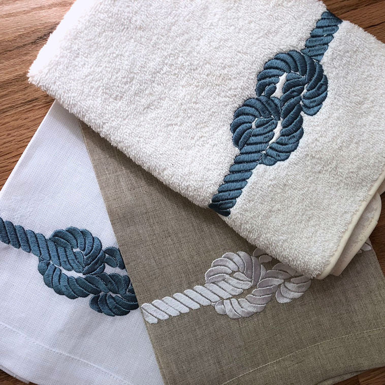 Nautical Knot Linen Hand Towels