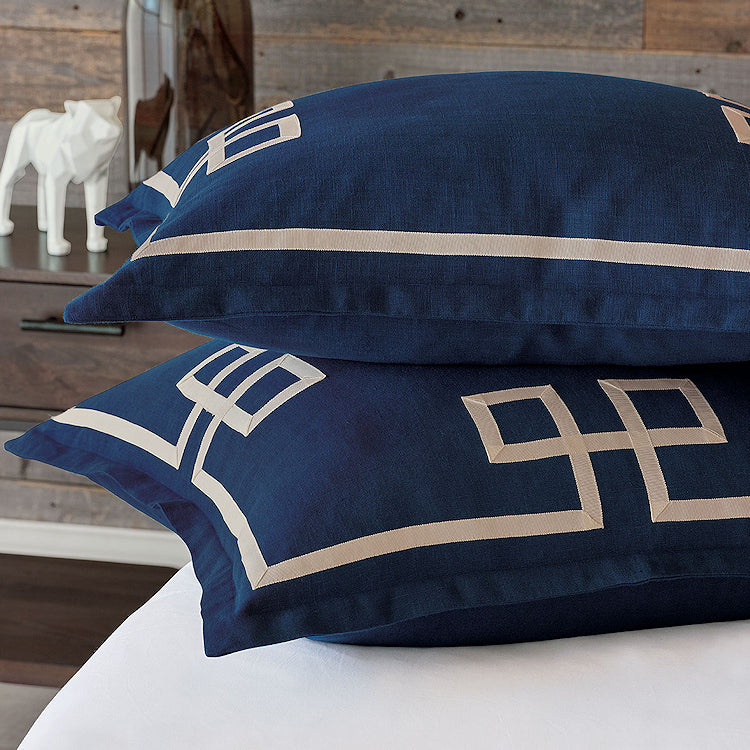 Indigo Isle Fret Appliqué Bedding Collection