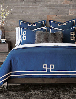 Indigo Isle Fret Appliqué Bedding Collection