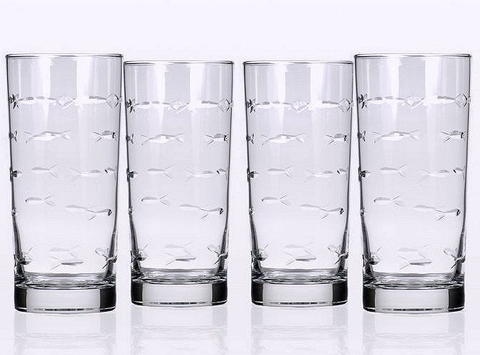 Etched Fish Coastal Barware/Stemware Collection