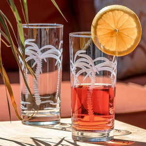 Palm Island Etched Glass Barware Collection