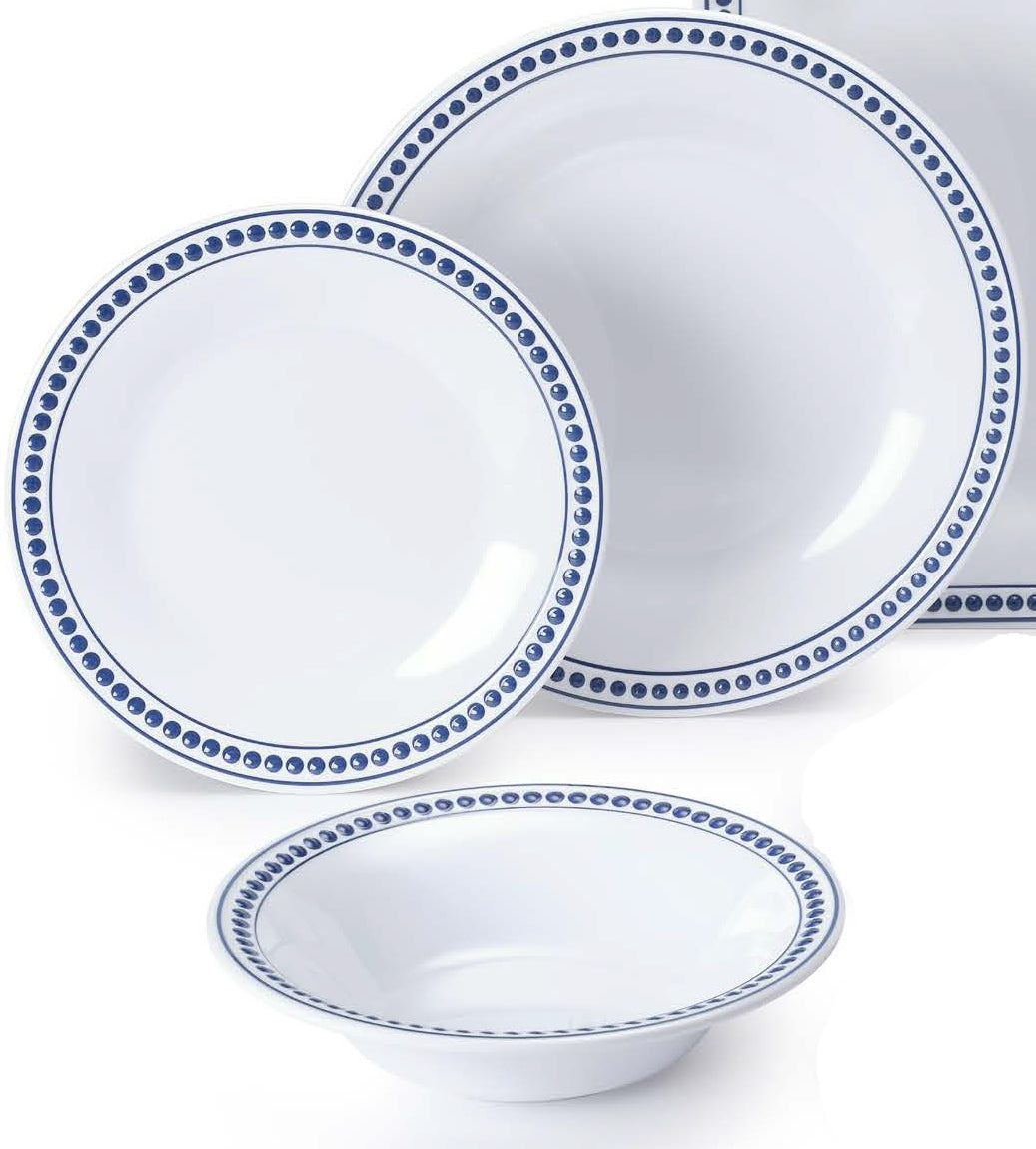 Newport Blue Elegant Melamine Dinnerware Set