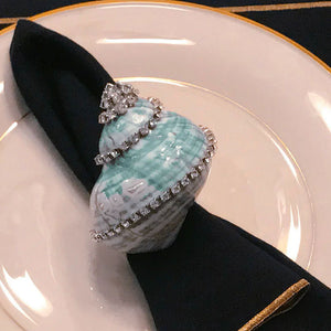 Swarovski Crystal Jade Turbo Shell Napkin Ring Set