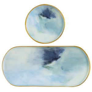 Bluewater Abstract Enameled Tray Set