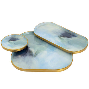 Bluewater Abstract Enameled Tray Set