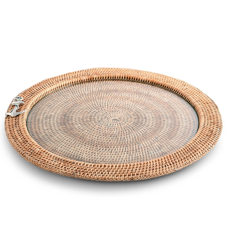 Windjammer Wicker Collection Round Bar/Serving Tray - Nautical Luxuries