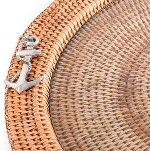 Windjammer Wicker Collection Round Bar/Serving Tray - Nautical Luxuries