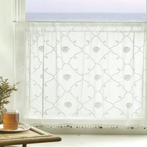 Beach Trellis Shell Trim Sheer Curtain Panel Sets