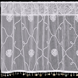 Beach Trellis Shell Trim Sheer Curtain Panel Sets