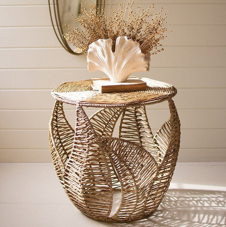 Florida Keys Sea Grass Palm Side Table Set