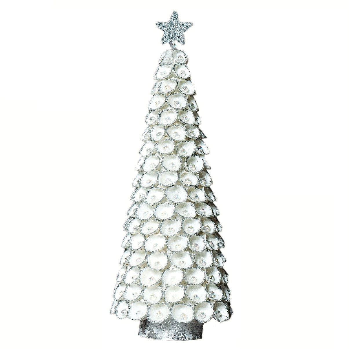 Silver Tipped Clamrose Shell Coastal Tabletop Tree