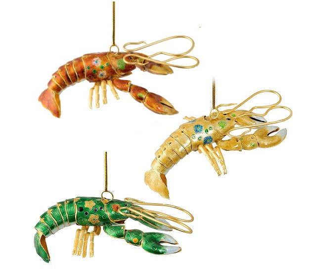 Articulated Cloisonné Reef Lobster Ornaments