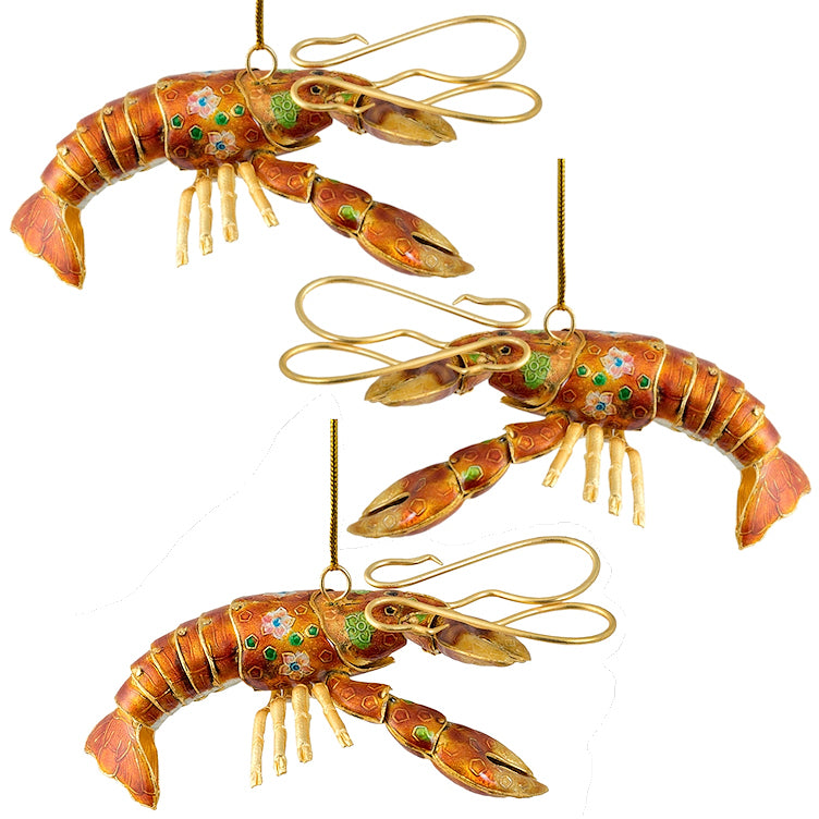 Articulated Cloisonné Reef Lobster Ornaments