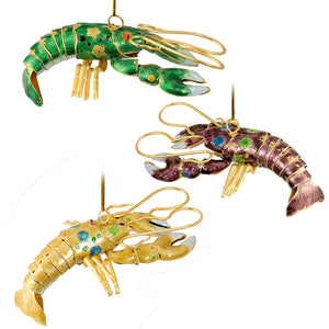 Articulated Cloisonné Reef Lobster Ornaments