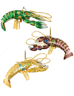 Articulated Cloisonné Reef Lobster Ornaments