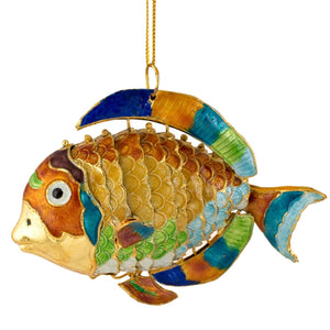 Cloisonne Enamel Articulated Tropical Fish Ornament Set