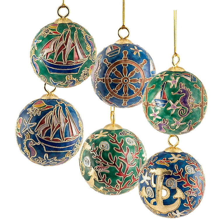 Cloisonne Nautical Ball Ornament Set - Nautical Luxuries