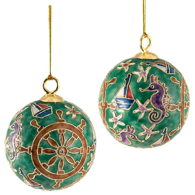 Cloisonne Nautical Ball Ornament Set