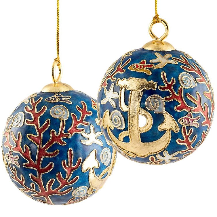 Cloisonne Nautical Ball Ornament Set