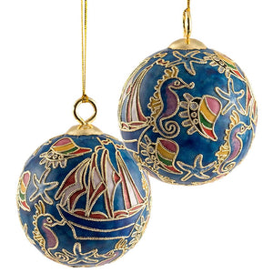 Cloisonne Nautical Ball Ornament Set