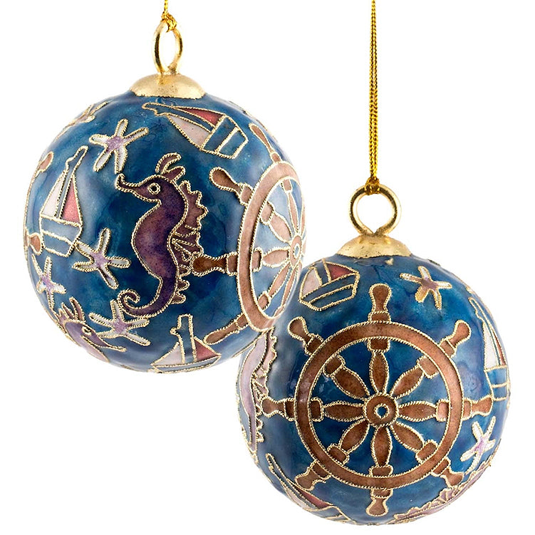 Cloisonne Nautical Ball Ornament Set