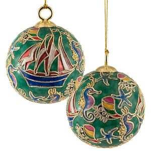 Cloisonne Nautical Ball Ornament Set