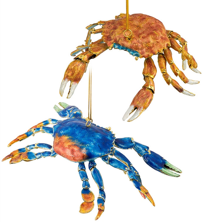 Cloisonné Coastal Crab Ornaments