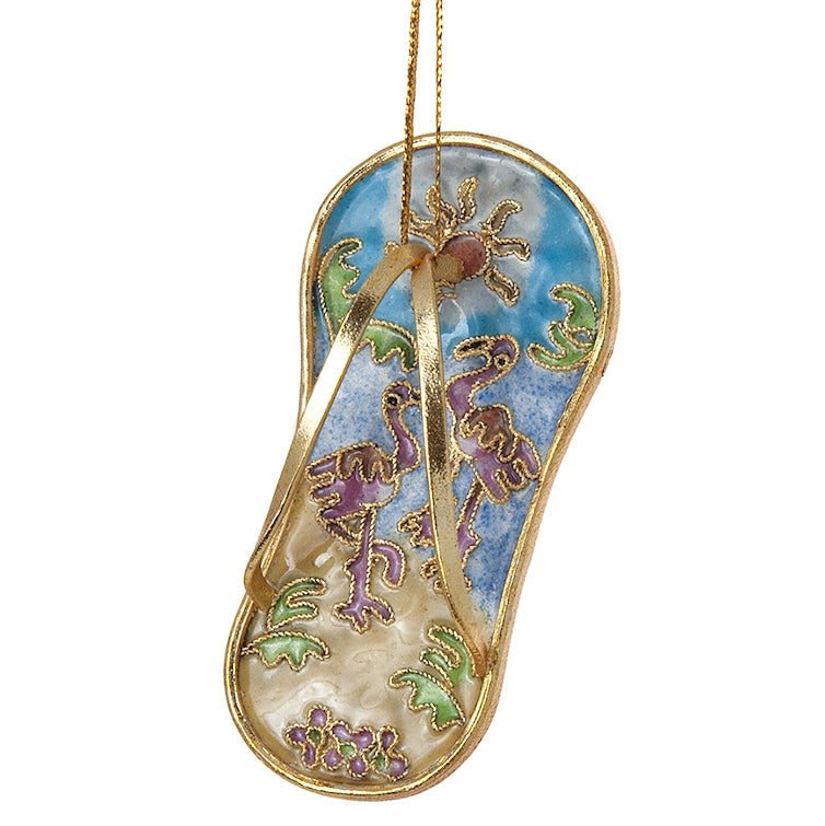 Cloisonne Enamel Flip Flop Ornament Set - Nautical Luxuries