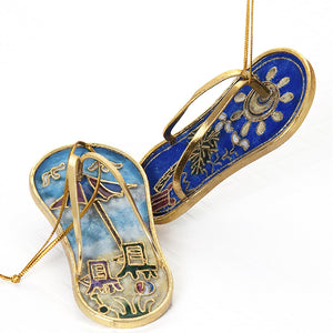 Cloisonne Enamel Flip Flop Ornament Set