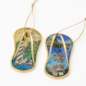 Cloisonne Enamel Flip Flop Ornament Set