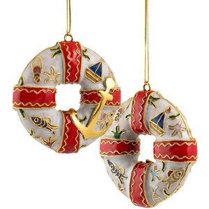 Cloisonné Life Preservers Ornament Set