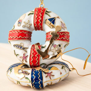 Cloisonné Life Preservers Ornament Set