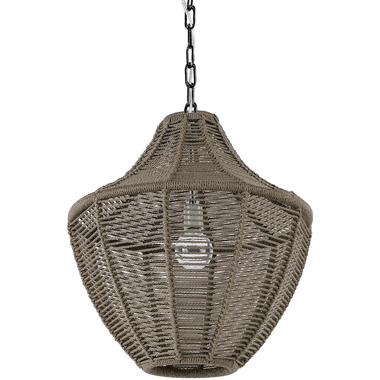 Indoor/Outdoor Slate Brown Rope Weave Pendant