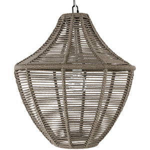 Indoor/Outdoor Slate Brown Rope Weave Pendant