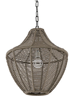 Indoor/Outdoor Slate Brown Rope Weave Pendant