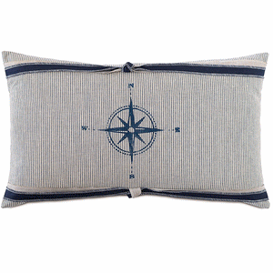 Compass Rose Block Print Lumbar Pillow