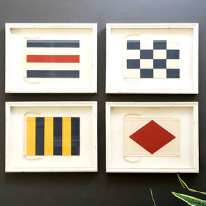 Shabby Chic Nautical Flags Framed Wall Art Set