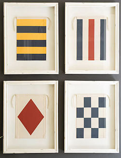 Shabby Chic Nautical Flags Framed Wall Art Set