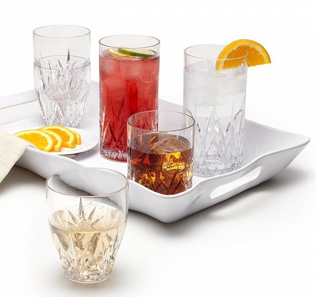 14 oz. Clear Crystal Cut High Ball Disposable Plastic Glasses