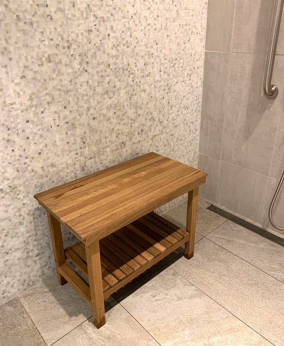 wood shower bench