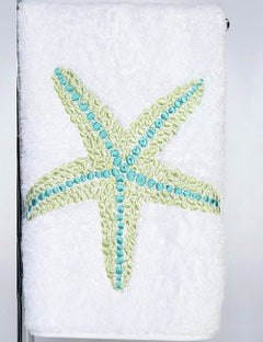 Sea Gem Starfish Embroidered Luxury Terry Towels Nautical Luxuries