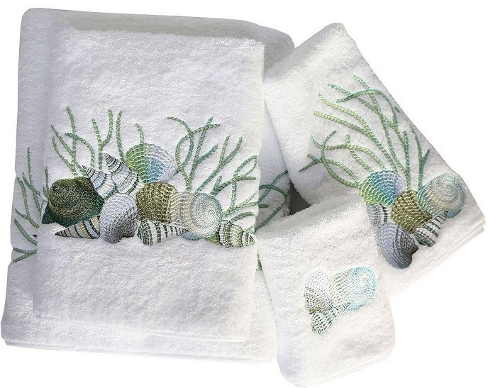 Nautical Bath Towel Embroidered Seagul, Home Decor Bathroom Towel