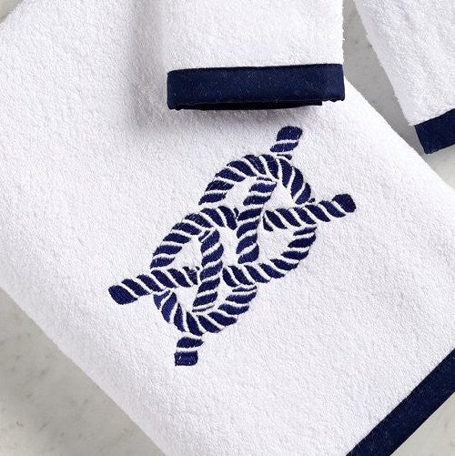 Nautical Embroidered Bath Towel Set - Or Individual - Sea Gull - Blue