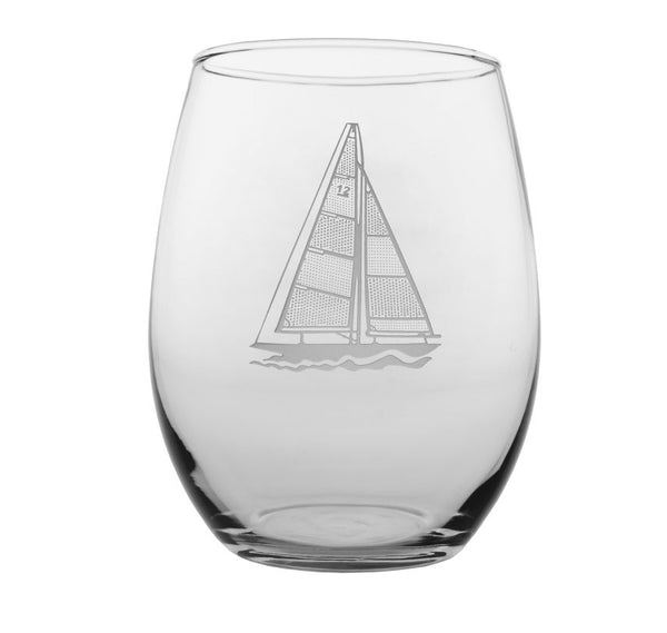 Sailboat Etched Barware Collection Nautical Luxuries