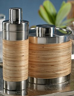 Bathroom Accessories Set - Brown/Stainless Steel