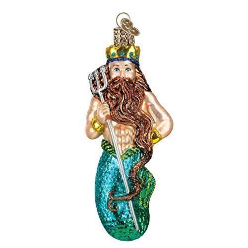 King Neptune & Mermaid Blown Glass Ornaments - Nautical Luxuries