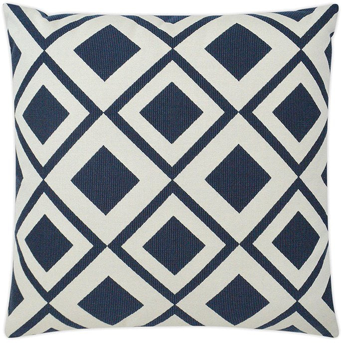 Navy Diamond Block Outdoor Pillow - Nautical Luxuries