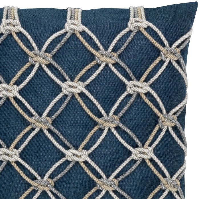 Indigo Knotted Rope Net Sunbrella® Outdoor Pillows