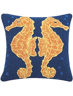 Grande Seahorse Embroidered Pillow